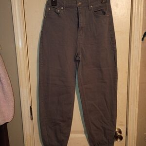 High-Waist Gray Casual Jeans